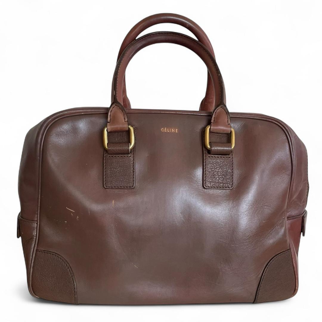 【希少】 CELINE セリーヌ ボストンバッグ オールレザー ブラウン 茶色