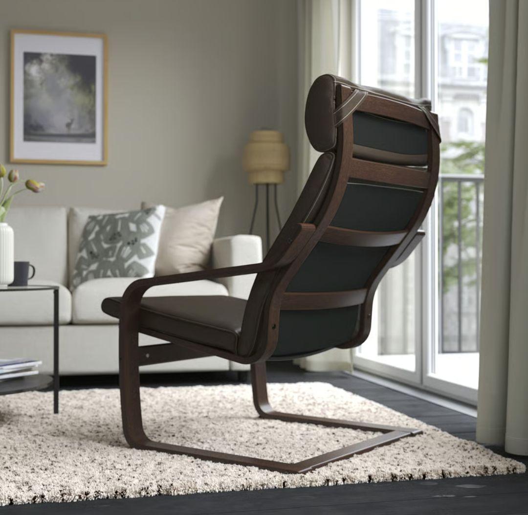 お値下げ☆極美品【IKEA】イケアポエング　牛革パーソナルチェア　ダークブラウン