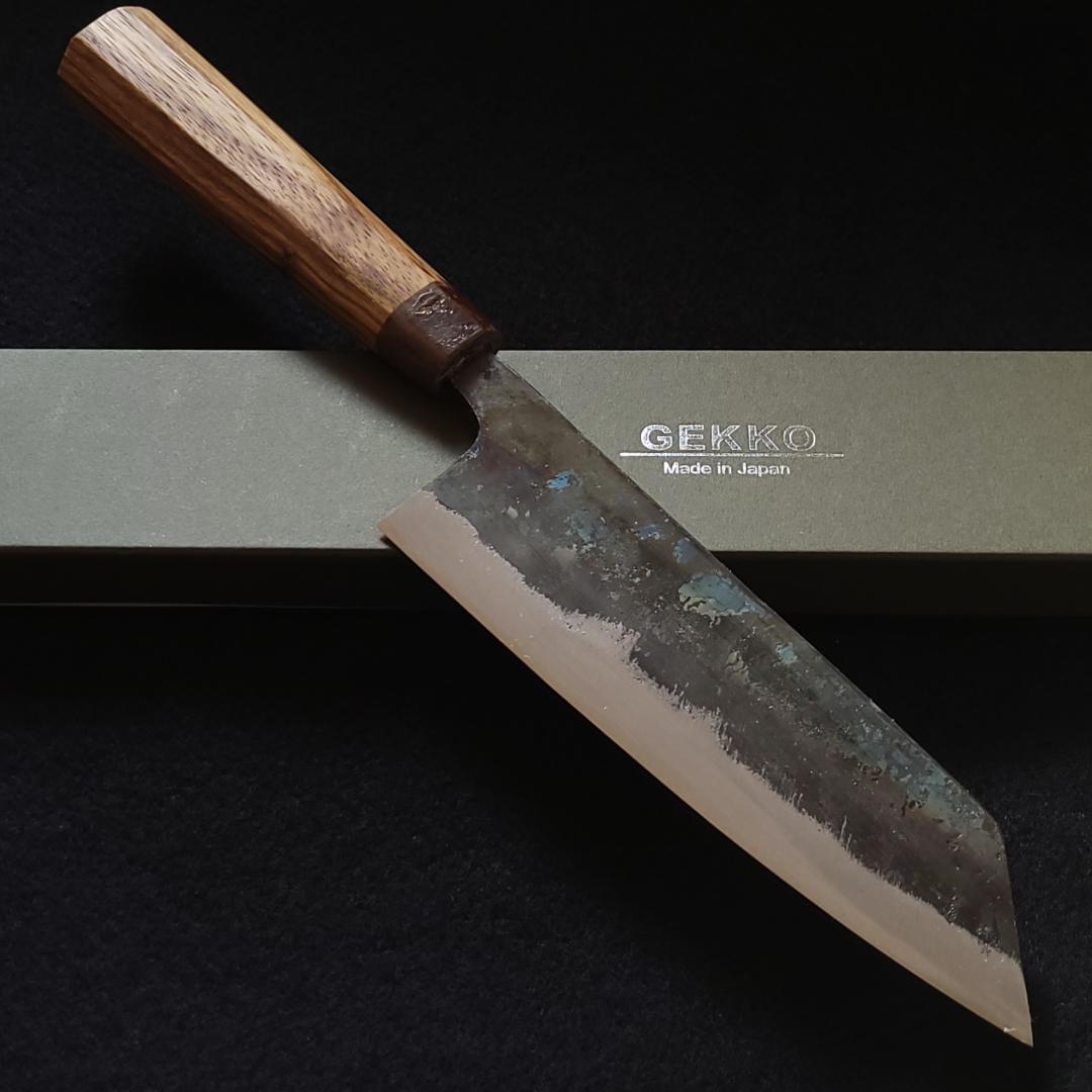 青紙２号 黒打 文化包丁 170㎜ G9396 ベリ柄 手作り １点物 月光作