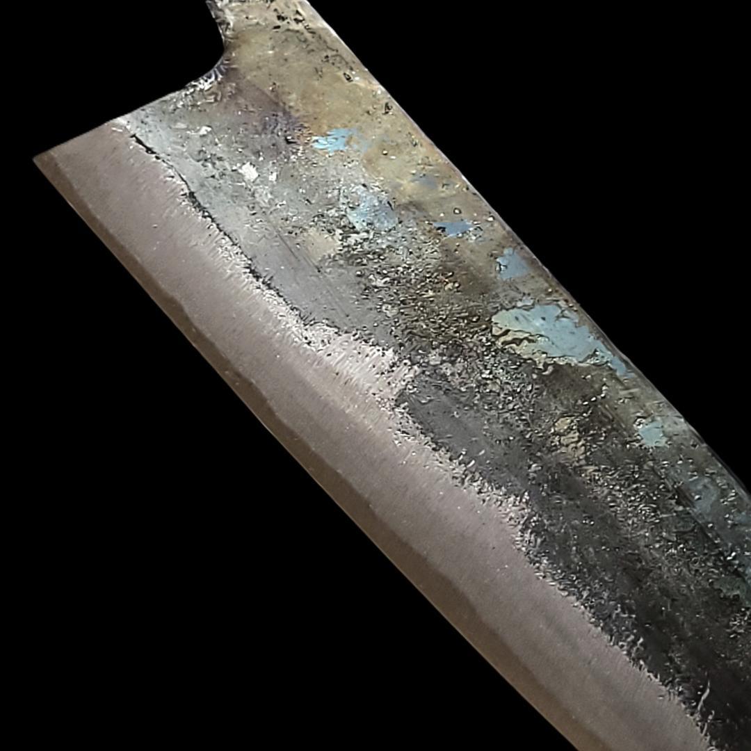 青紙２号 黒打 文化包丁 170㎜ G9396 ベリ柄 手作り １点物 月光作