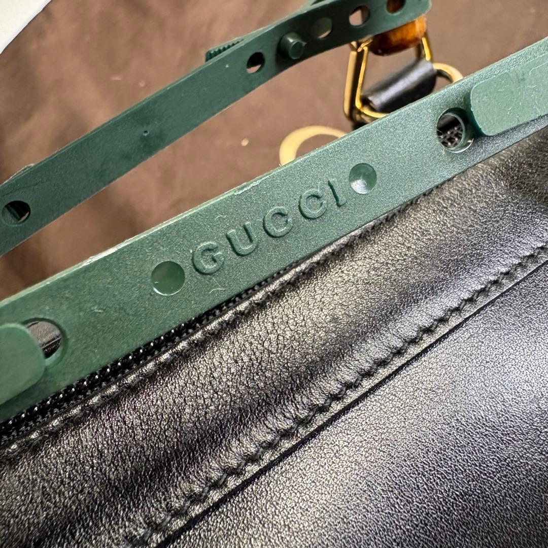 極美品　GUCCI グッチバンブーレザーミニボストン　2way ショルダーバッグ
