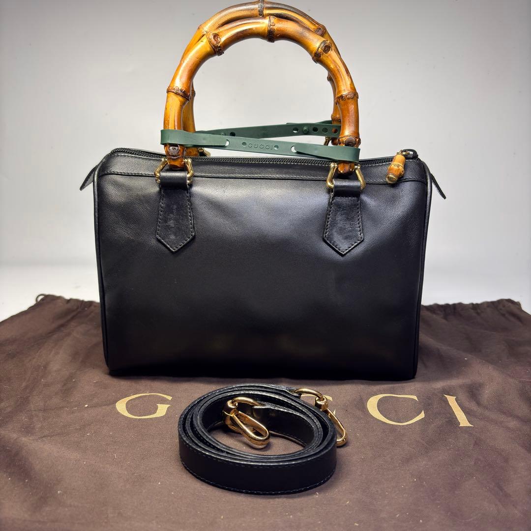 極美品　GUCCI グッチバンブーレザーミニボストン　2way ショルダーバッグ