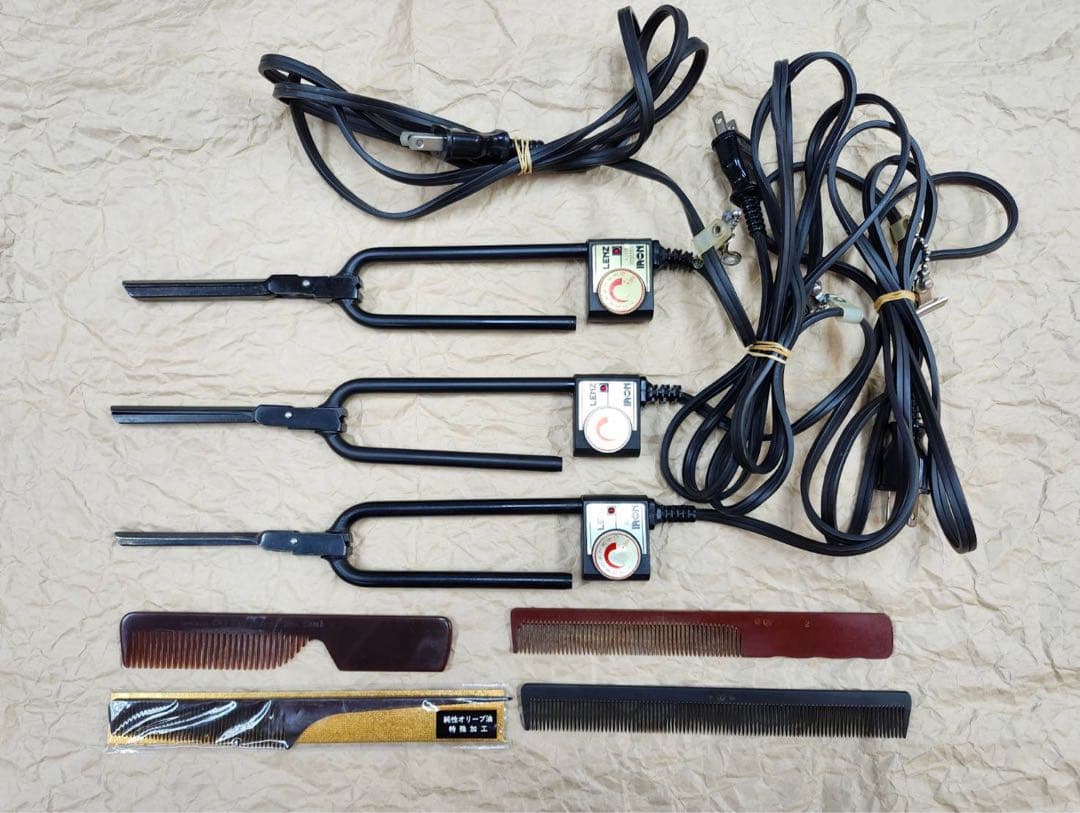 日理レンツアイロン■10㎜8㎜6㎜■中古■アイロンコーム4本■理容美容床屋パンチ