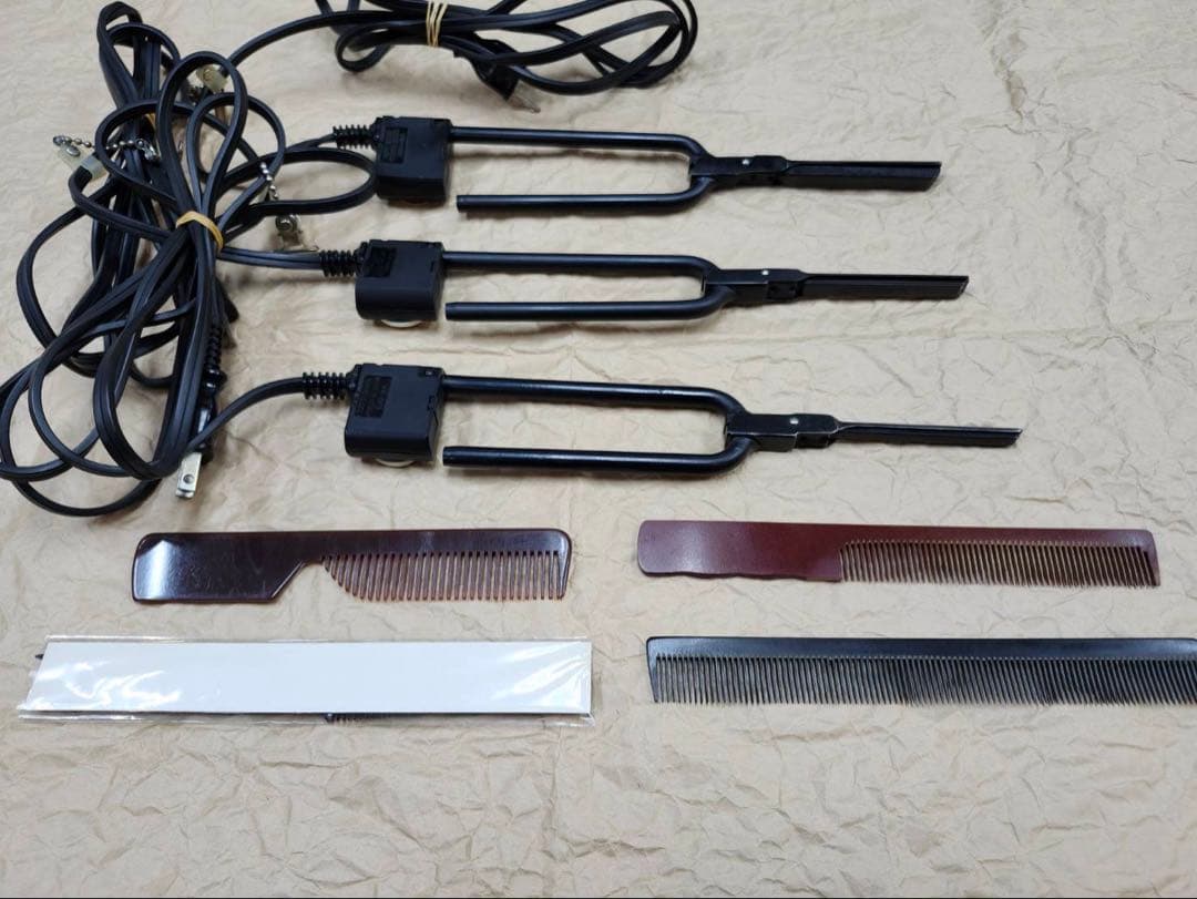 日理レンツアイロン■10㎜8㎜6㎜■中古■アイロンコーム4本■理容美容床屋パンチ