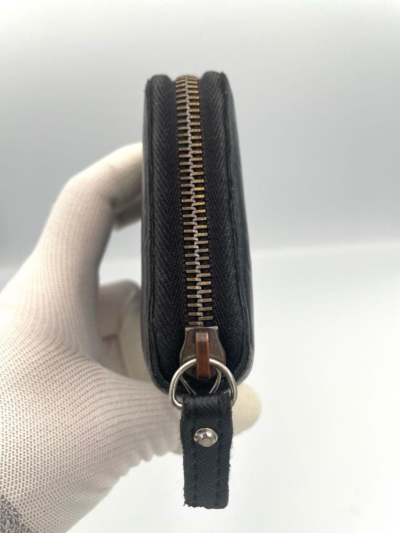 【美品】GUCCI 長財布 シマ GG ラウンドファスナー ブラック 正規品