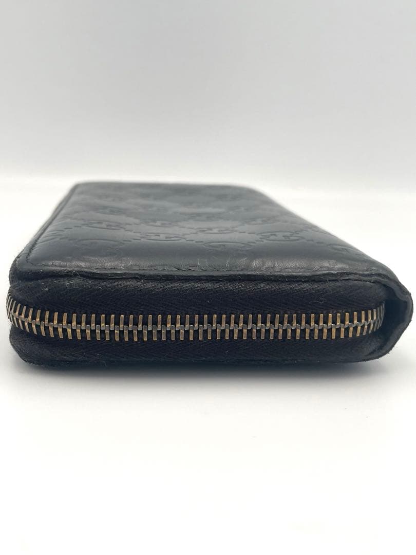 【美品】GUCCI 長財布 シマ GG ラウンドファスナー ブラック 正規品