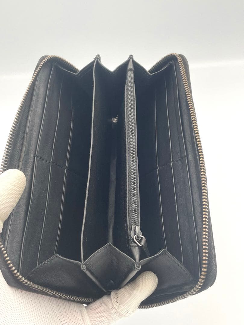 【美品】GUCCI 長財布 シマ GG ラウンドファスナー ブラック 正規品