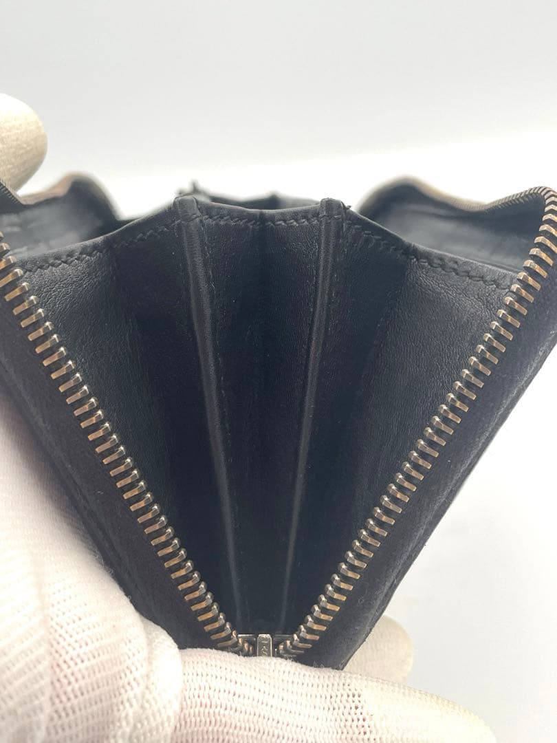 【美品】GUCCI 長財布 シマ GG ラウンドファスナー ブラック 正規品