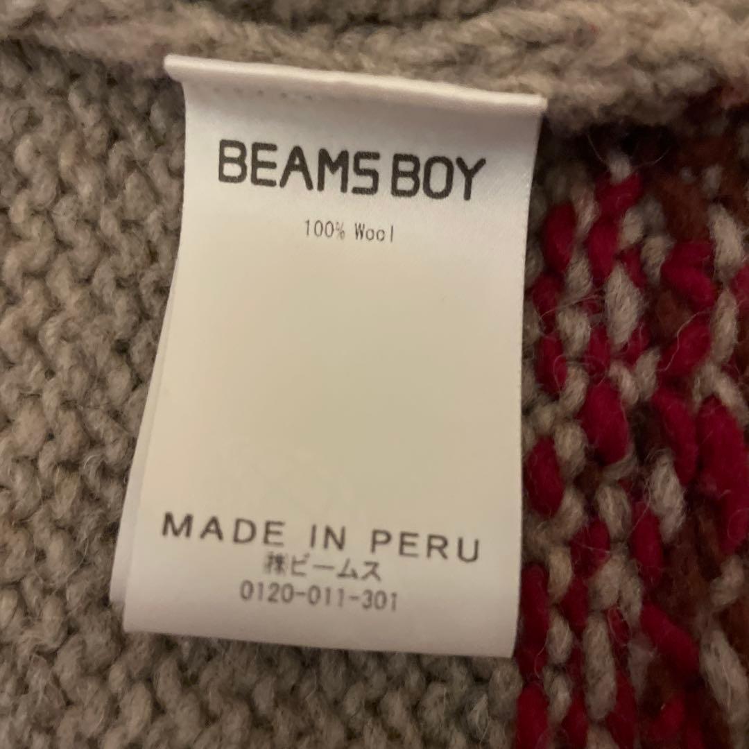 【BEAMS BOY】ビームスボーイ ハンド ノルディック クルー カーディガン