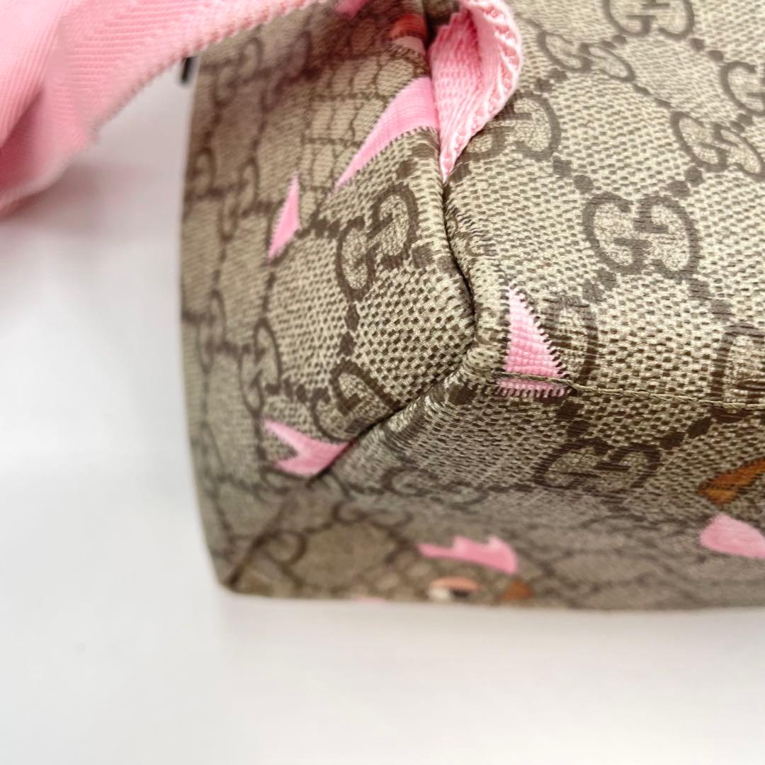 グッチ リュック　チルドレンズ パパガッロ オウム レザー　ピンク　柄