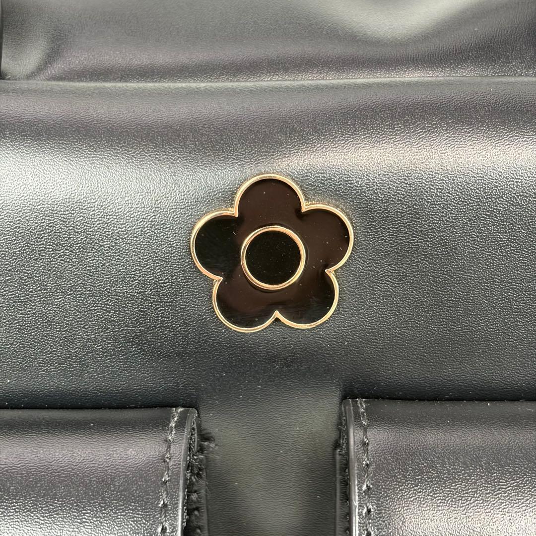 未使用✨マリークワント Wフラップポケット デイジー 2way ハンドバッグ 黒