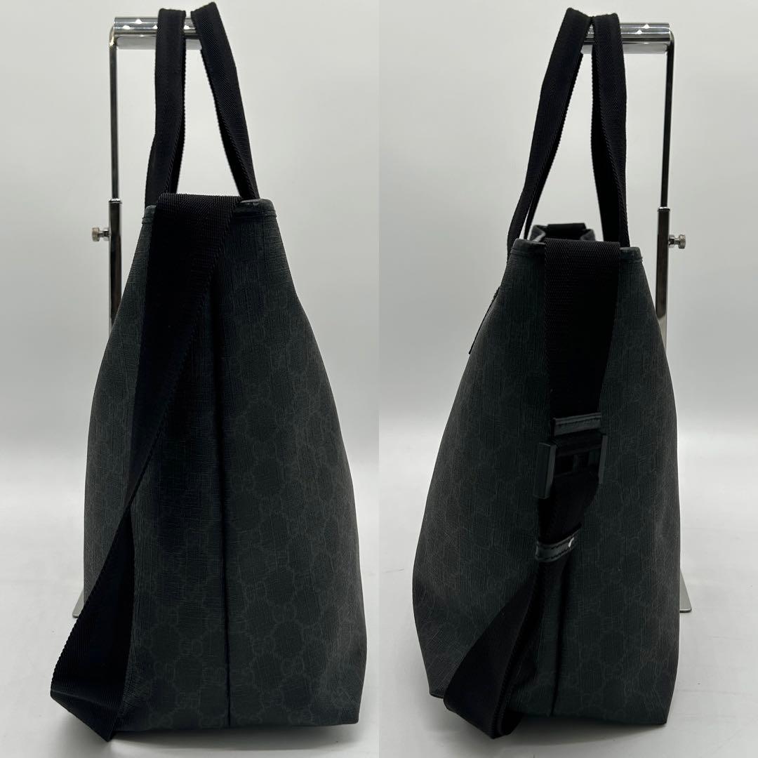 【極美品】グッチ 2way トートバッグ GGスプリーム 黒 大容量 斜め掛け