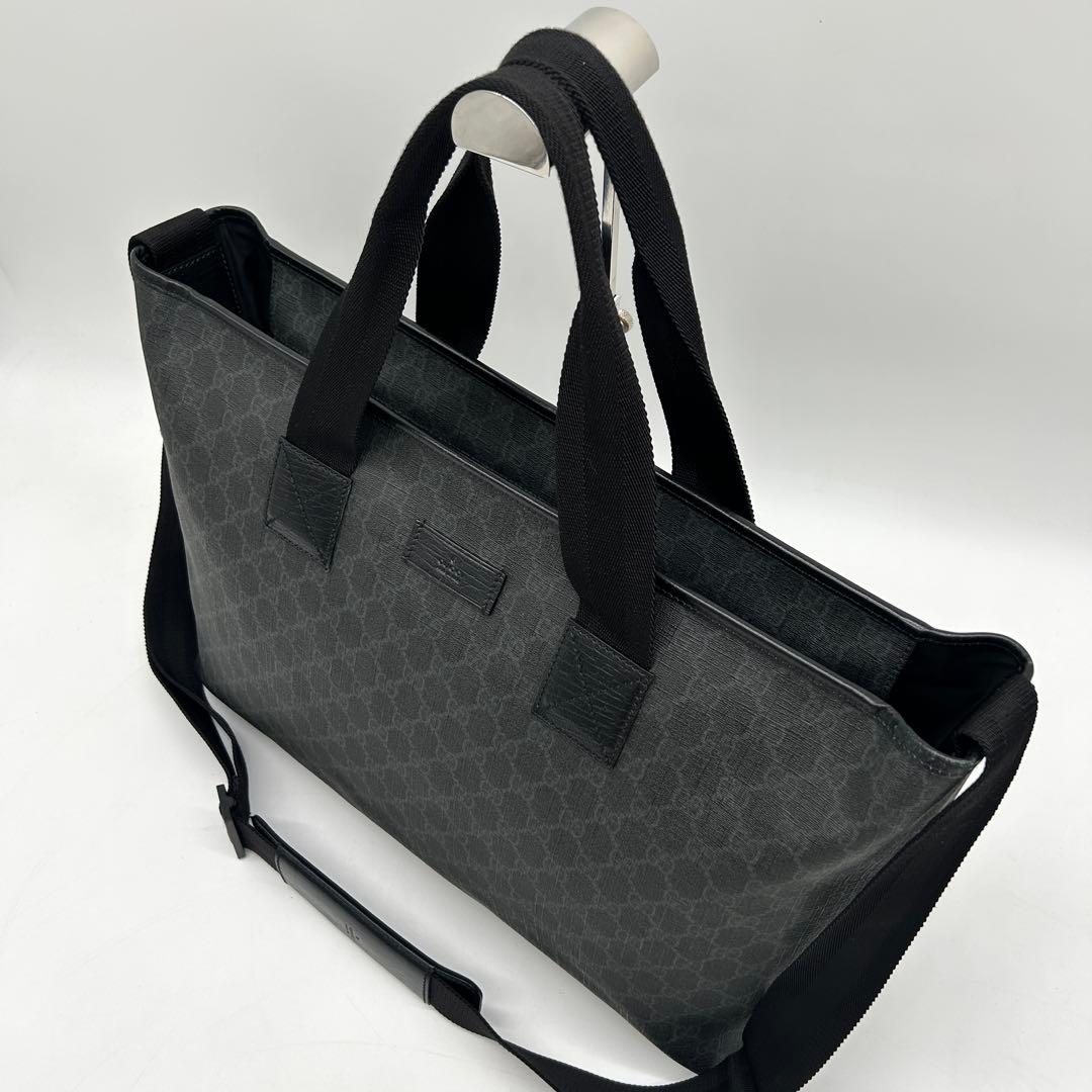 【極美品】グッチ 2way トートバッグ GGスプリーム 黒 大容量 斜め掛け