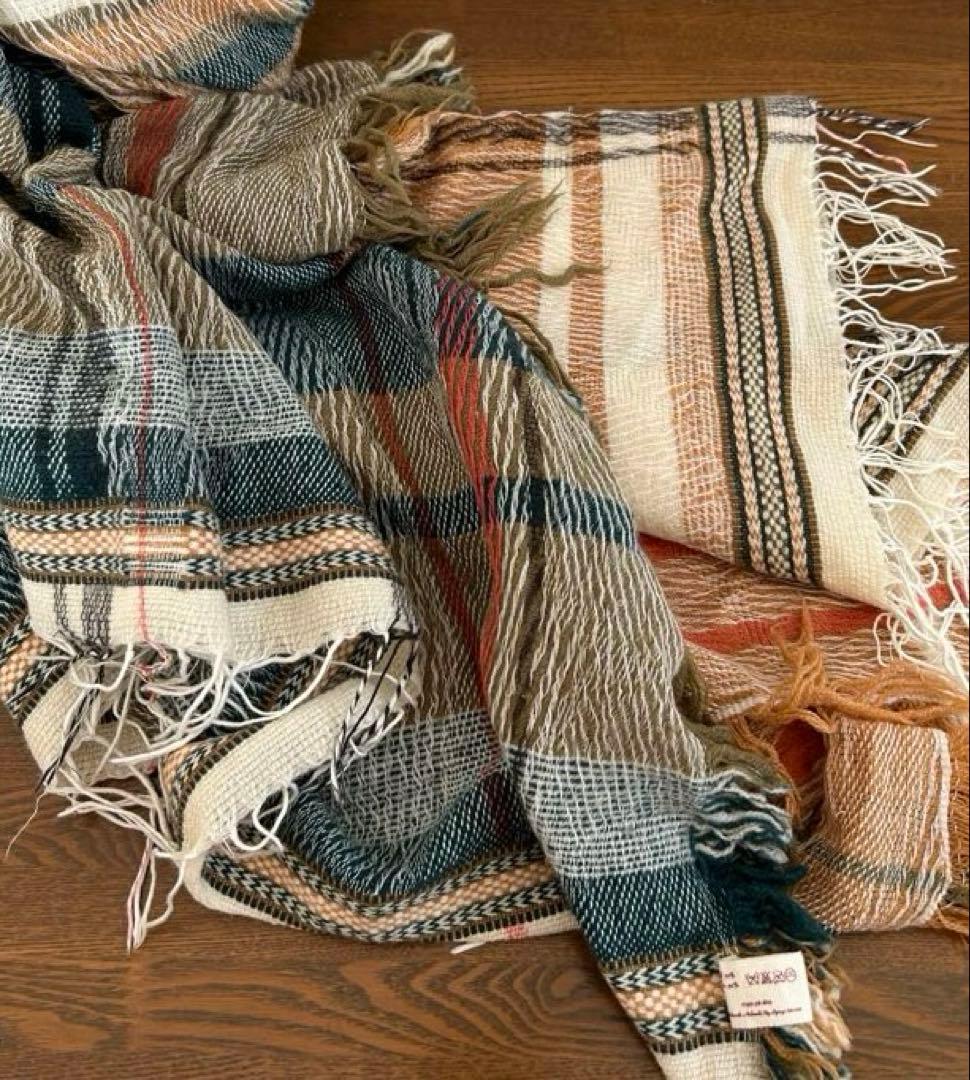 tamaki niime ウール混ショール ジャガード模様BIG