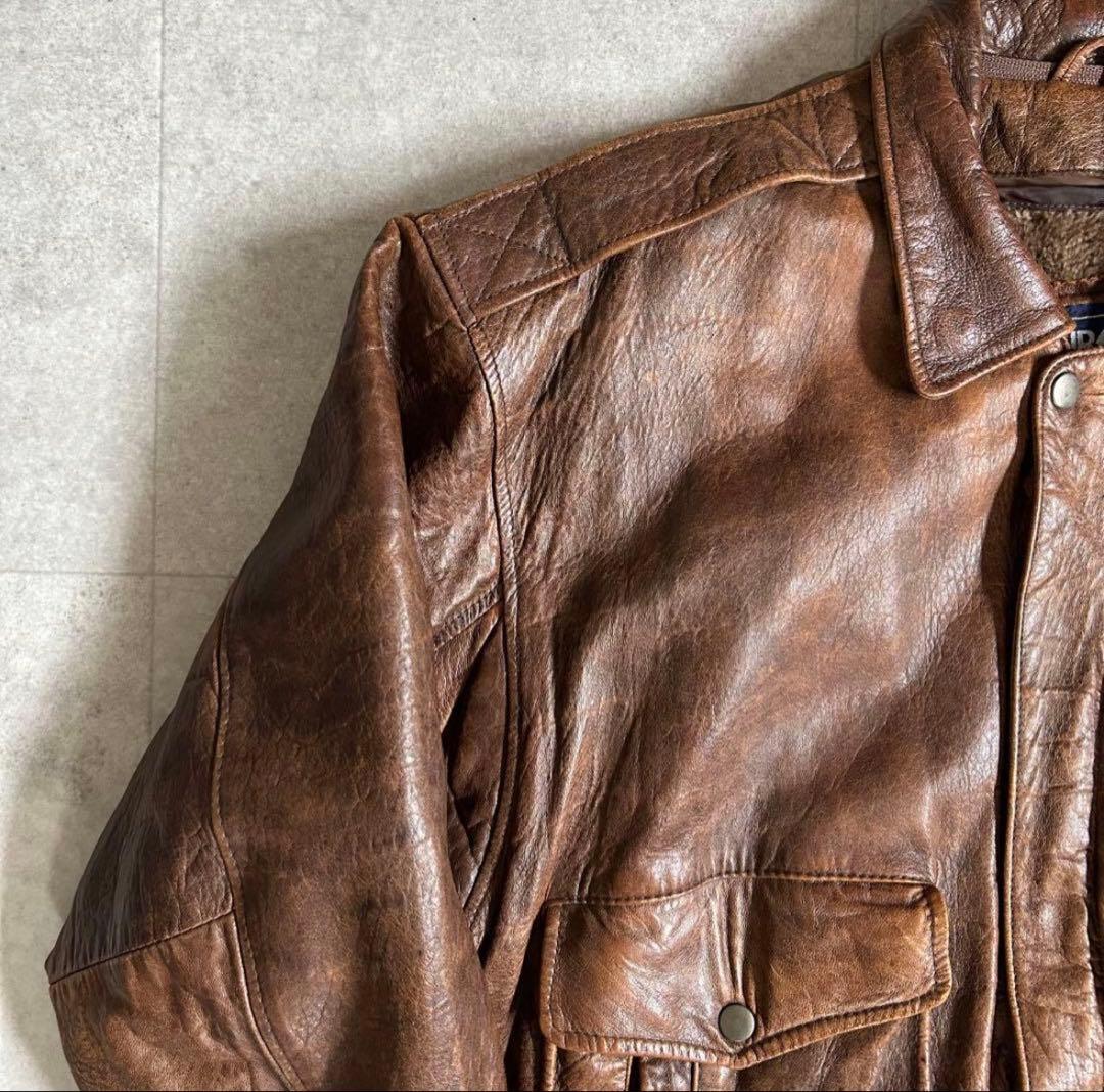 VINTAGE A-2フライトジャケット レザージャケットLサイズ ライナー付き