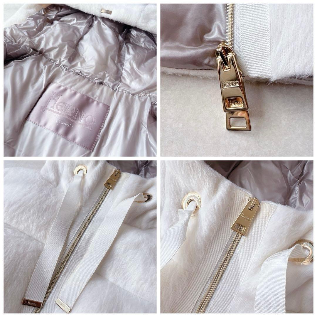 HERNO｜Resort ふわふわ エコファーショートダウン ホワイト 38