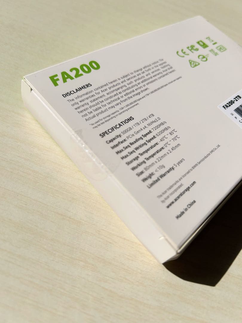 Acer M.2 SSD 2TB FA200 SSD りんみかん