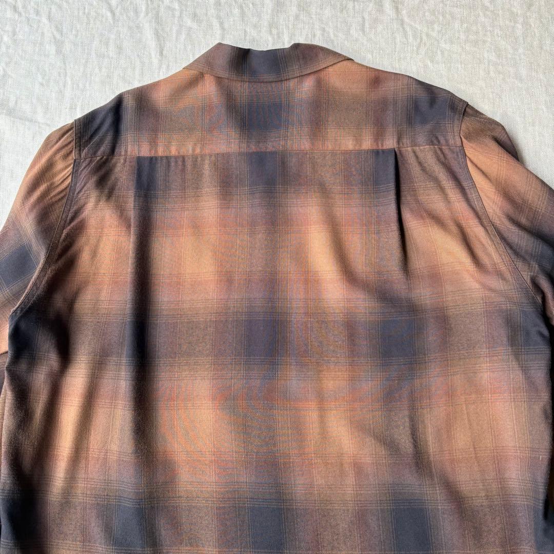 WACKO MARIA オンブレチェック オープンカラーシャツ ブラウン L