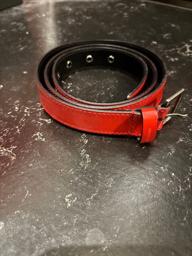 ディオールオム エディ 2006SS スカモッズ期 ハトメ細ベルト　80赤