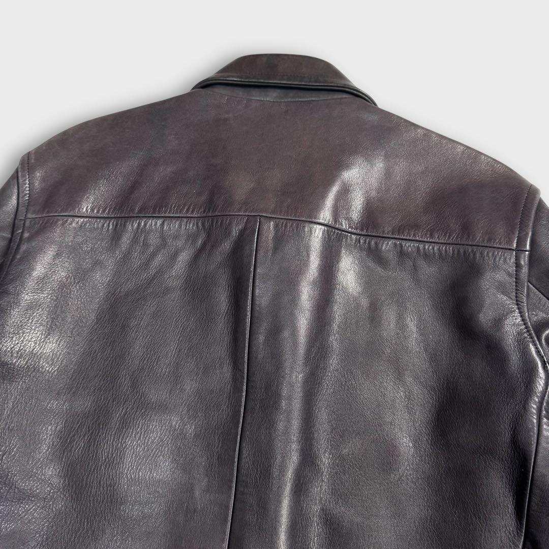 Lサイズ ヒピハパ 牛革 ライダースジャケット レザー パープル 本革 メンズ3