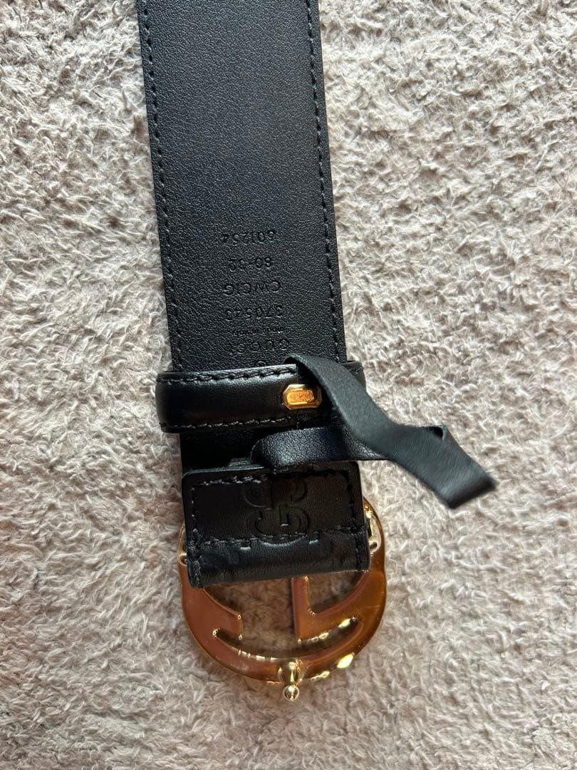 GUCCI ブラックレザーベルト 85cm ゴールドバックル