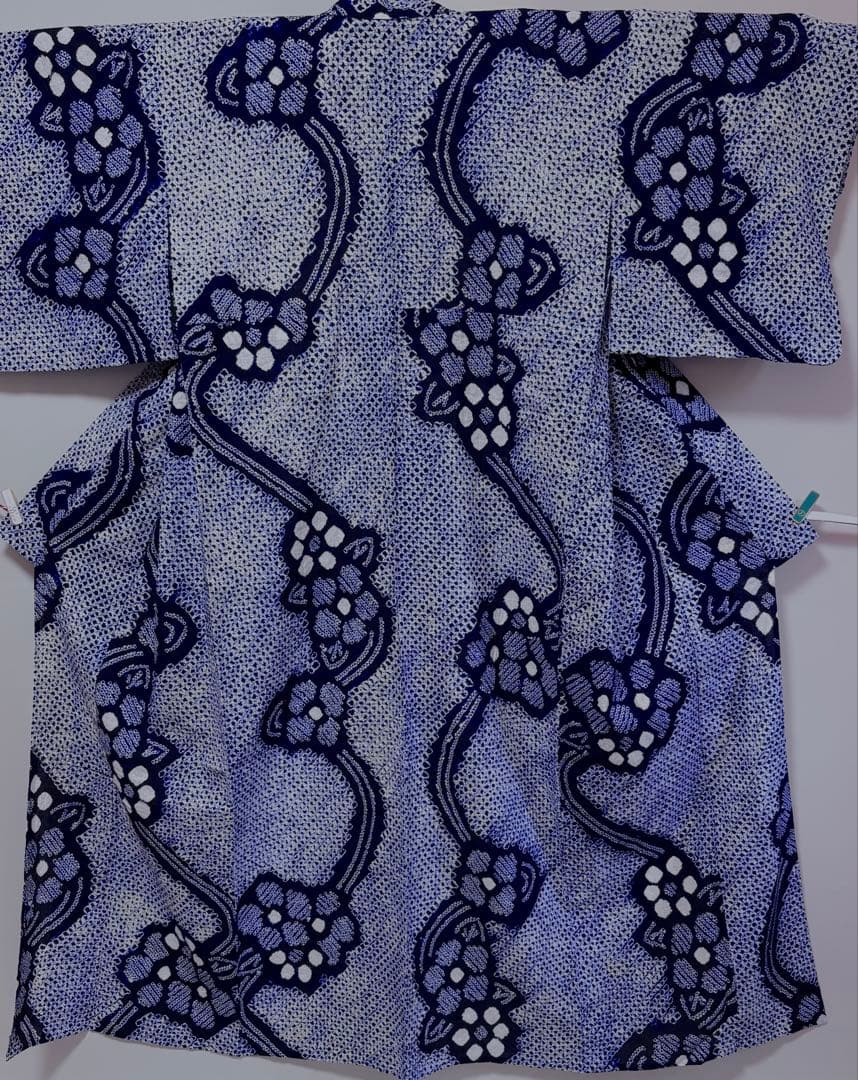 総絞り　浴衣　鳴門絞り　しつけ付美品　裄65.5身丈157㎝