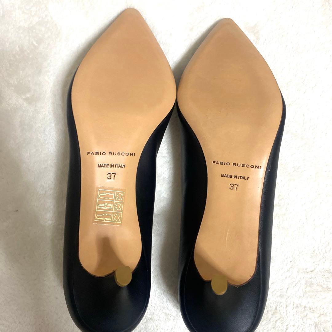 極美品 FABIO RUSCONIヒールパンプス ブラック 37 黒 24cm