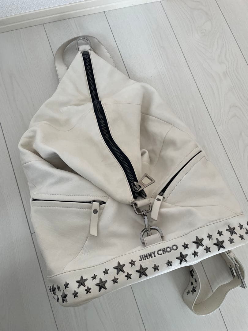 ジミーチュウ フィッツロイ バッグパック リュック スタースタッズ 白 レザー