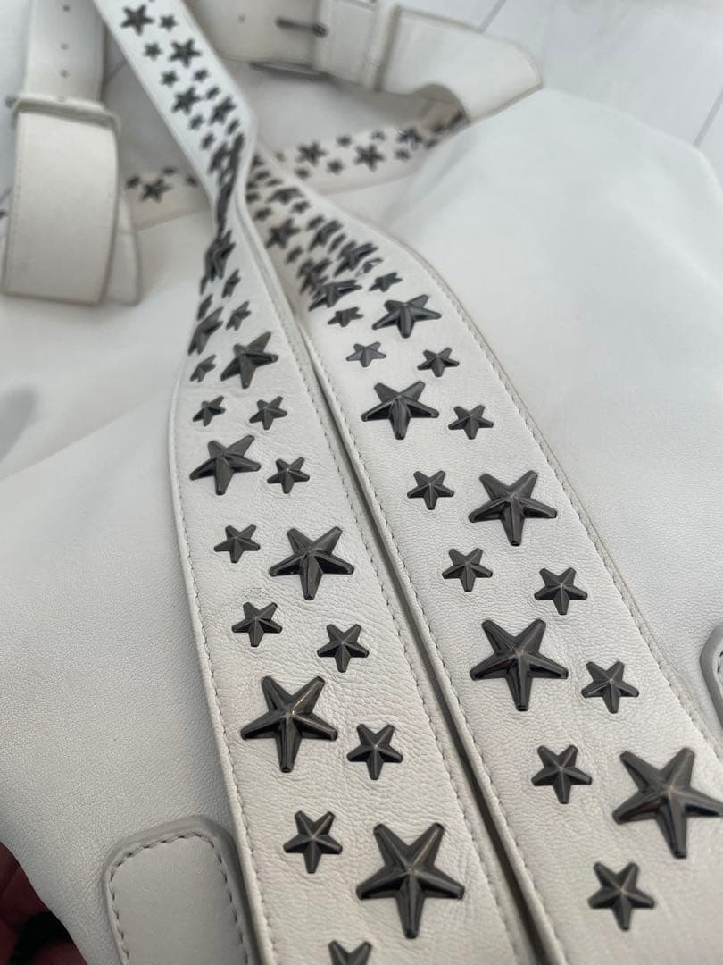 ジミーチュウ フィッツロイ バッグパック リュック スタースタッズ 白 レザー