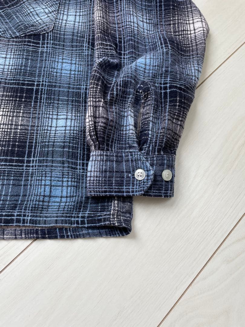 60s プリントネル オンブレー シャドーチェック ビンテージ ネルシャツ