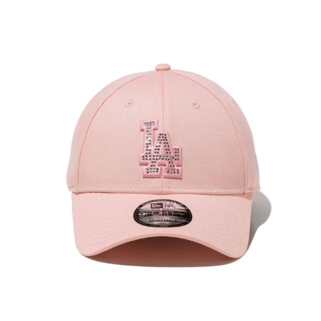 ニューエラ 9FORTY ラインストーン クラシックロゴ ベージュ ピンク