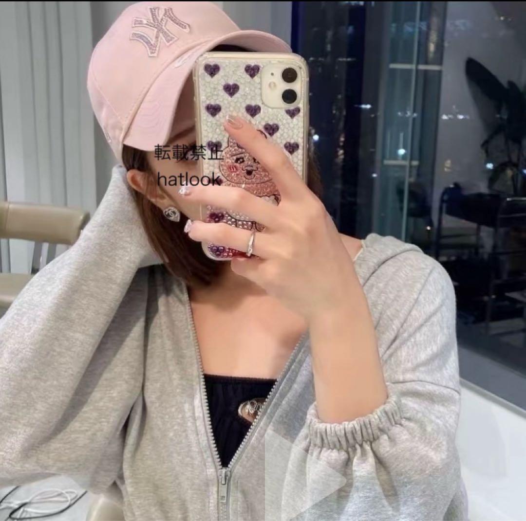 ニューエラ 9FORTY ラインストーン クラシックロゴ ベージュ ピンク