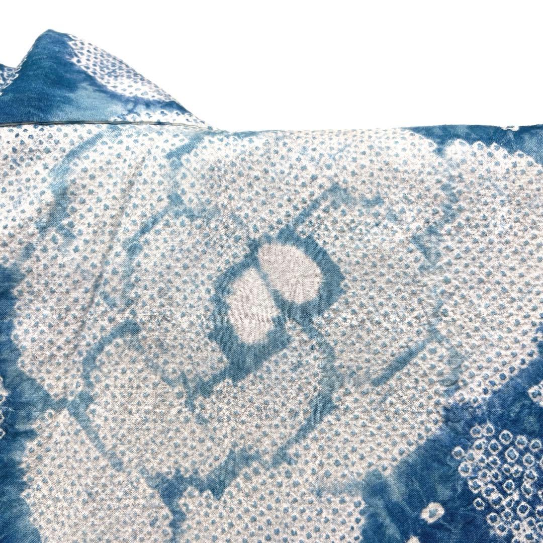 浴衣　有松鳴海絞り　花模様　ブルー　グラデーション　着物　032a d