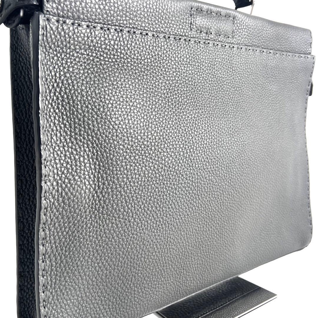 極美品 FENDI セレリア ピーカブー フィット ビジネスバッグ グレー 本革