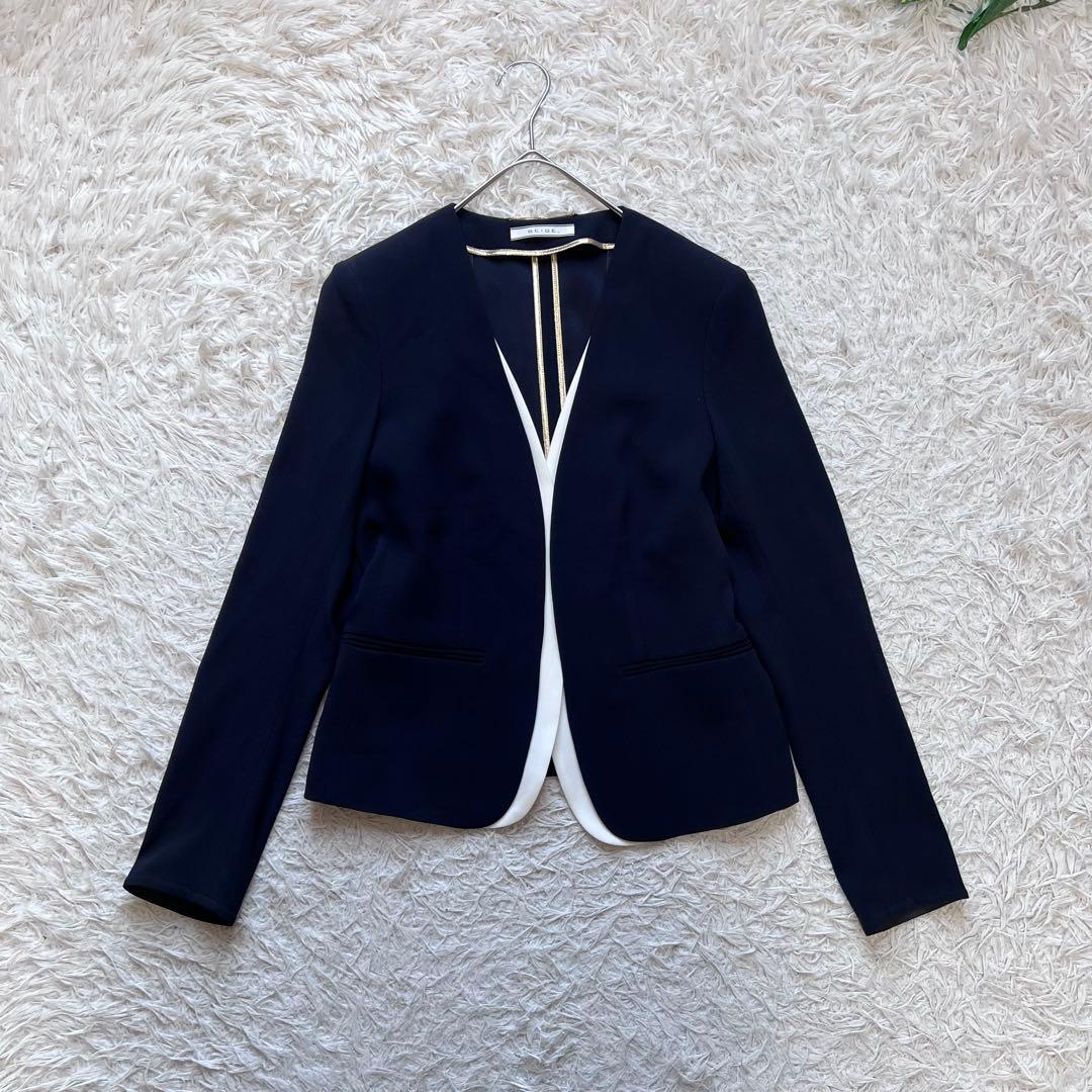 極美品 ベイジ Cindy ダブルカラー ジャケット パンツスーツ 近年 4/6