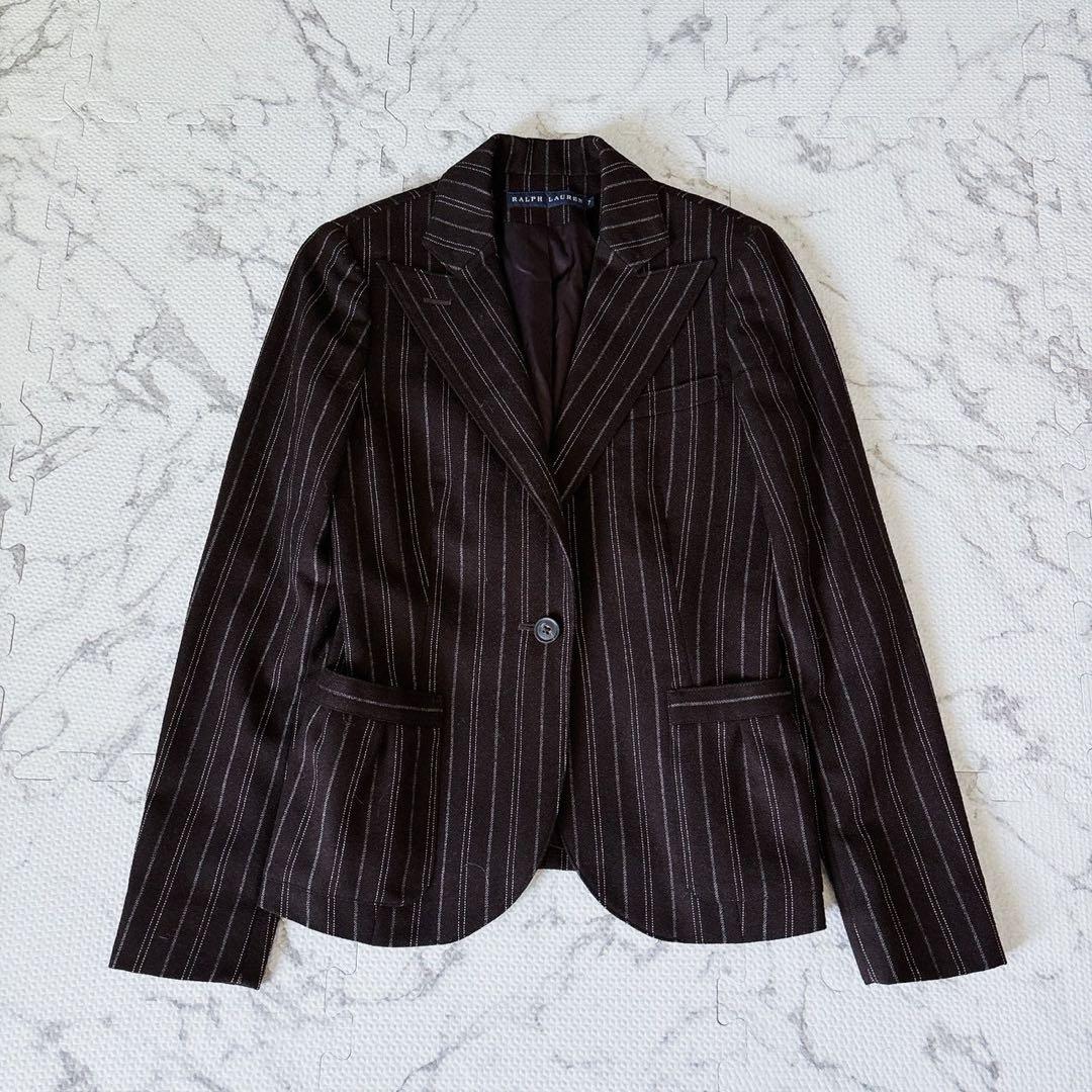 RALPH LAUREN ストライプ スーツ セットアップ ブラウン カシミア