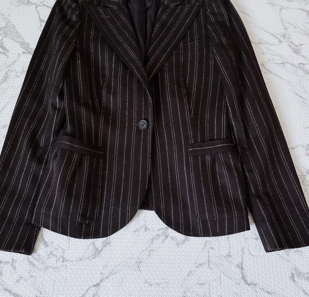 RALPH LAUREN ストライプ スーツ セットアップ ブラウン カシミア