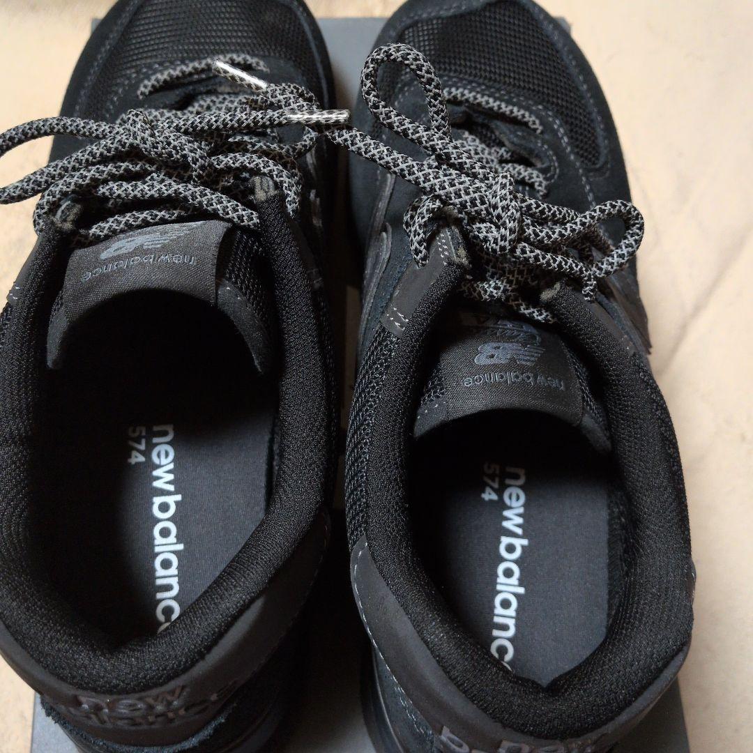 美品 New Balance 574 オールブラック スニーカー