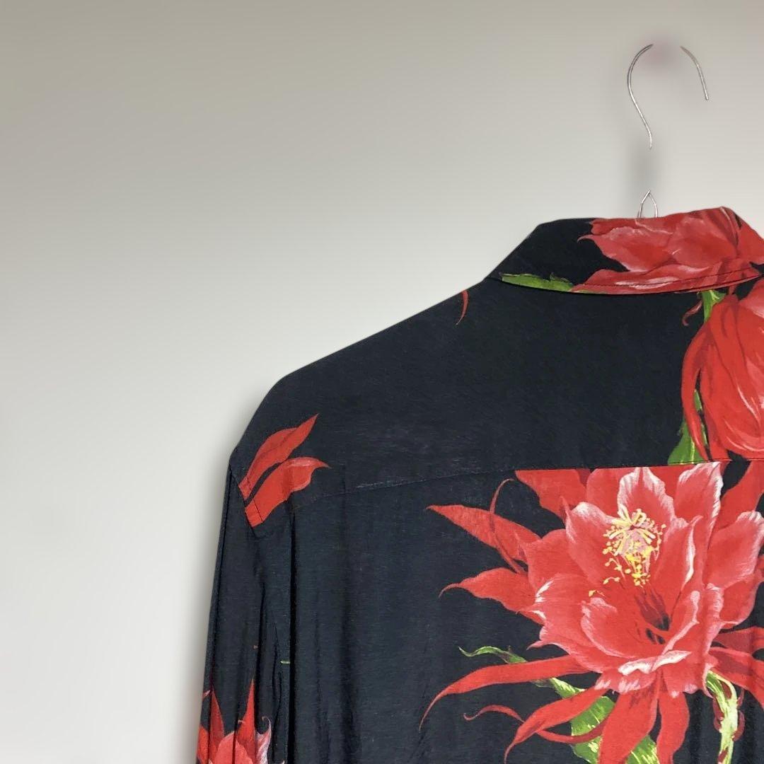 Y's ワイズ 彼岸花 フラワープリント レーヨンシャツ