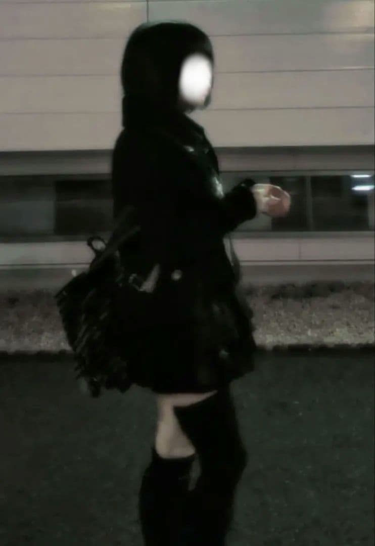 Y2Kブラックミリタリー風ジャケットニット襟付き