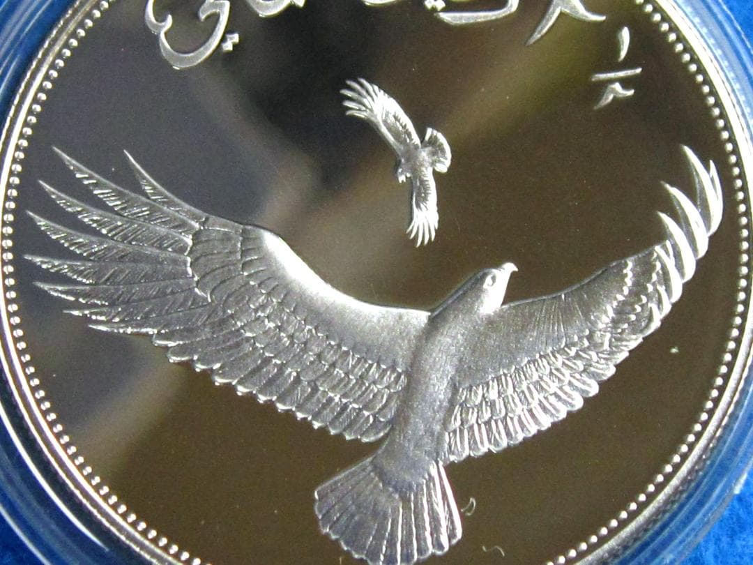 １９８７年　オマーン　WWF２５周年記念　２．５リアル　プルーフ銀貨　イヌワシ図