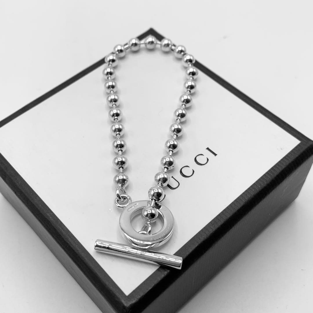 【美品】GUCCI ブレスレットバンク　ボールチェーン　トグル　925 17cm