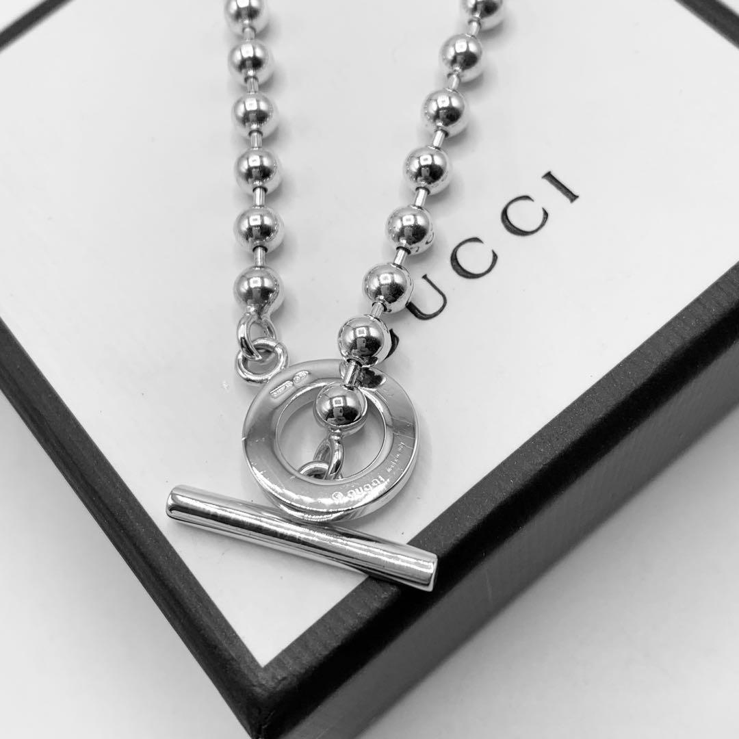 【美品】GUCCI ブレスレットバンク　ボールチェーン　トグル　925 17cm