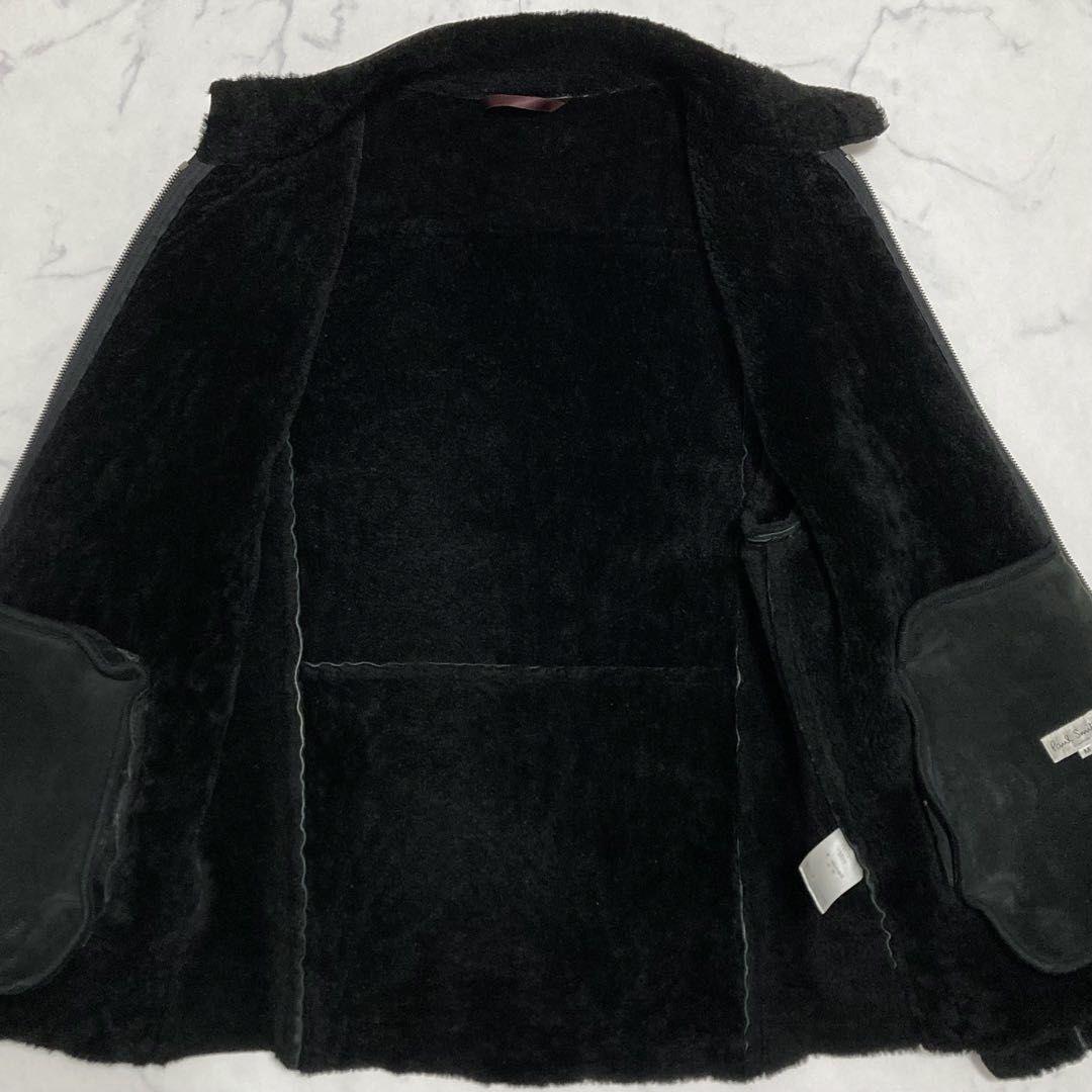 希少 ポールスミス ムートンジャケット レザー ライダースジャケット M〜L 黒