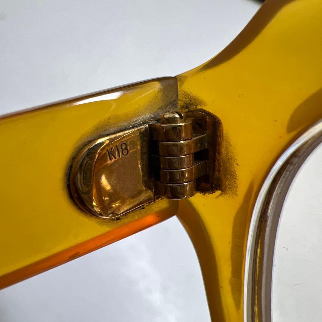 本白鼈甲　K18刻印金具厚手極上手眼鏡　ケース付　東Y7-1226☆1Fチヒオニ