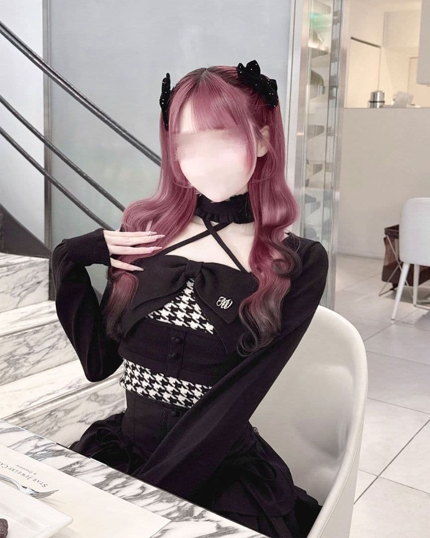 ハニーミュウ チョーカー付きビッグリボンアンサンブルトップス 　フリーサイズ　黒