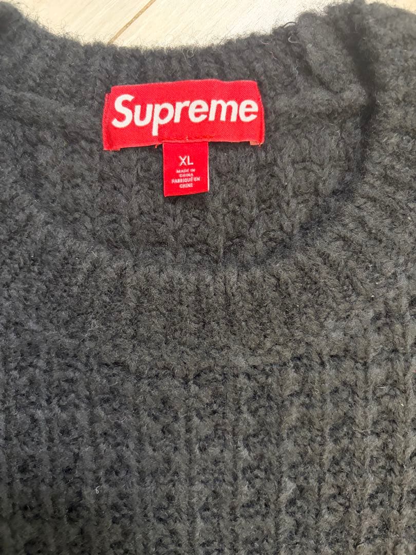 Supreme Small Box Waffle Sweater XL ブラック