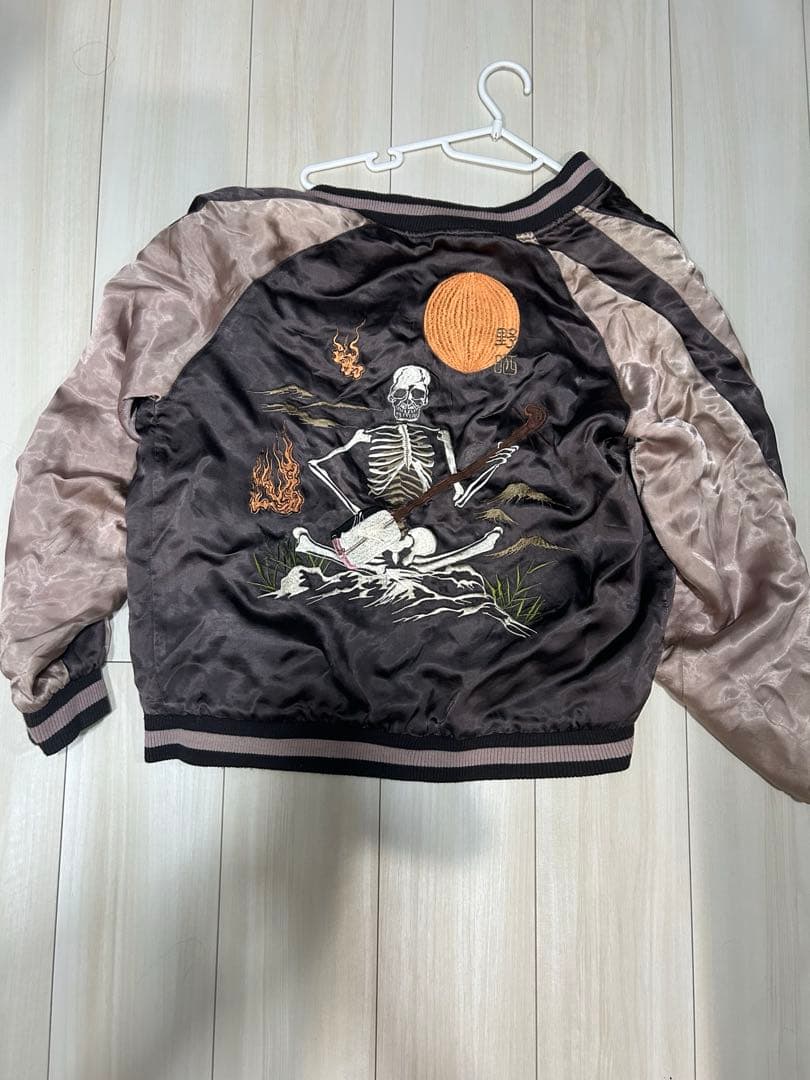 スカジャン　花旅楽団 髑髏 三味線 野晒 月 リバーシブル