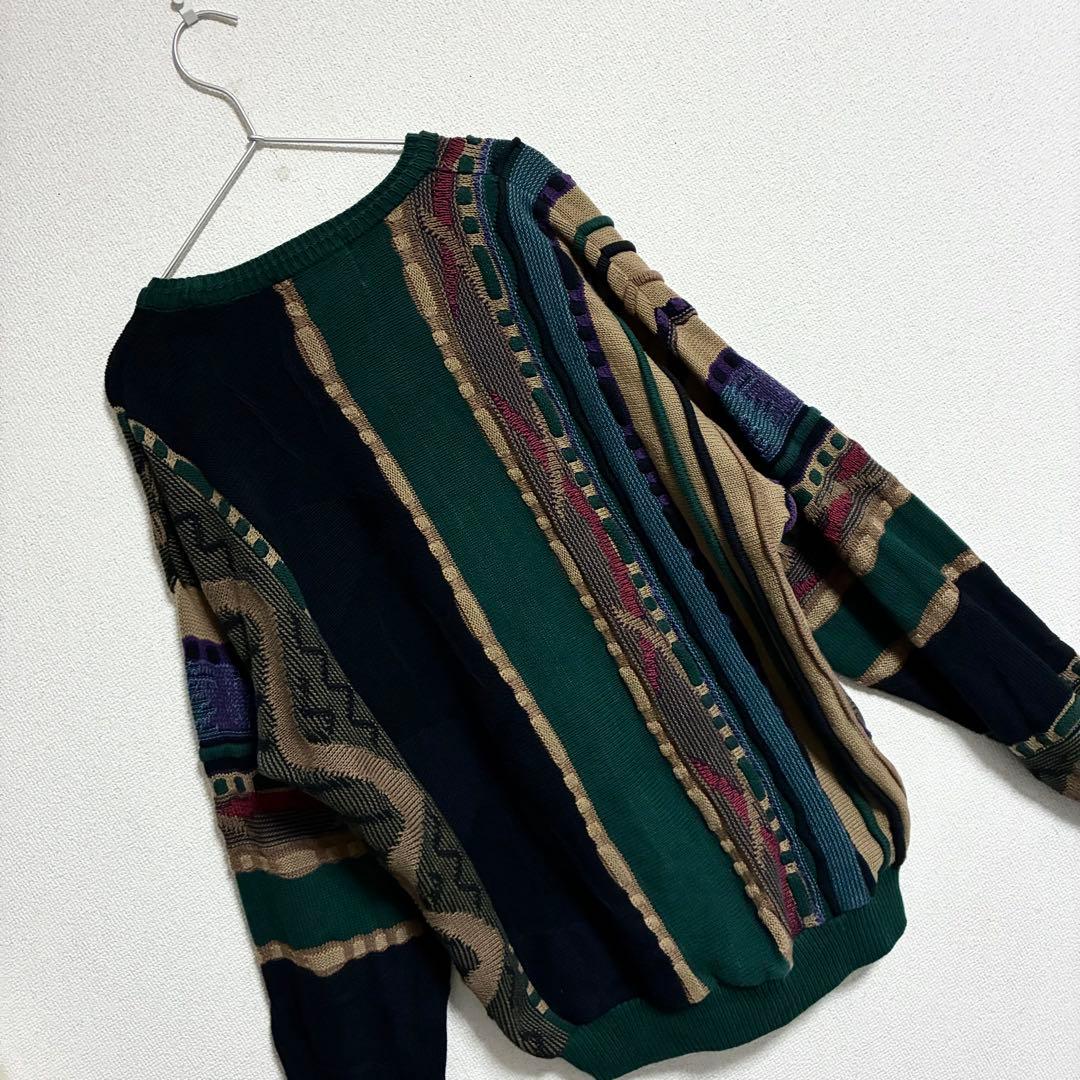 美品　90s 3Dニット セーター 製 TOSANI 幾何学模様