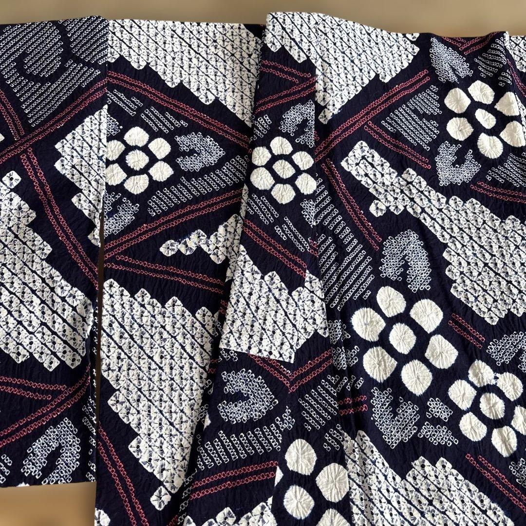 有松しぼり大胆かつ繊細な細かい絞り浴衣未使用品手縫い綿100%